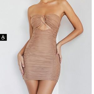 Mistress rocks beige radiance camel strapless mini dress